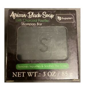 African Black Soap Shampoo Bar - Charcoal Black